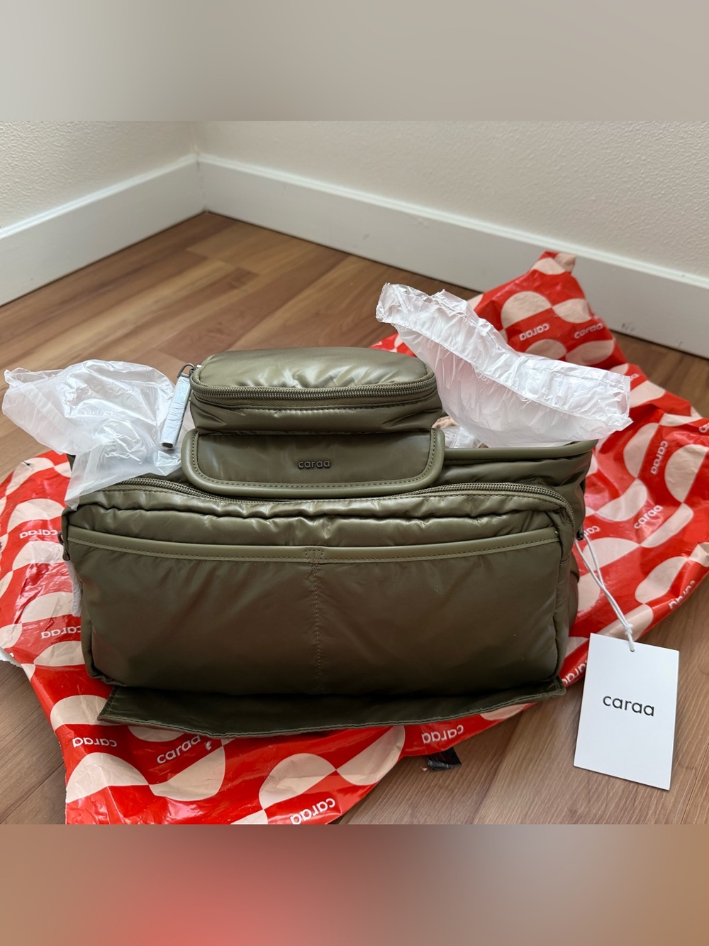 Caraa Olive Green Stroller Caddy Bag !!NWT!!